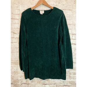 Ann Wi Silk Sweater Womens Medium Forest Green Chenille Pullover Vintage